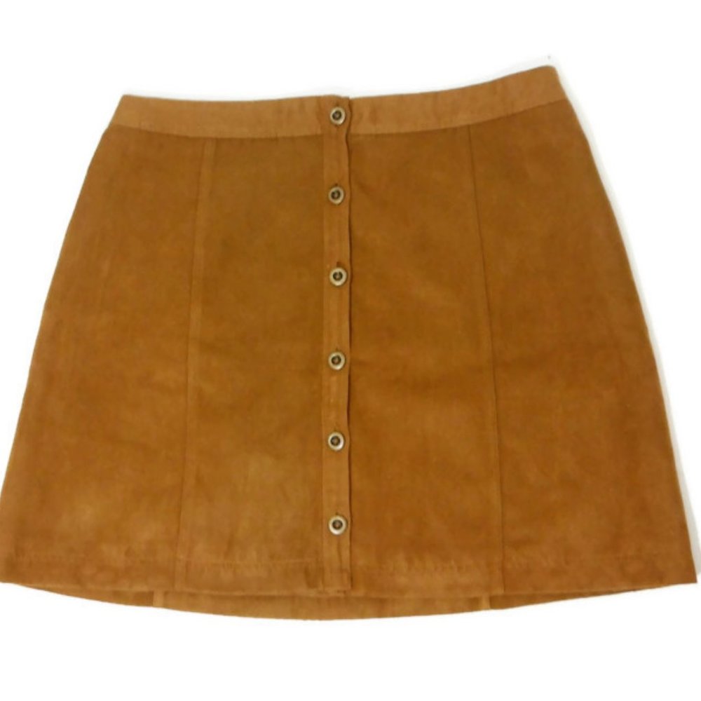 NWOT Hollister  Faux Suede Button Front Skirt -5